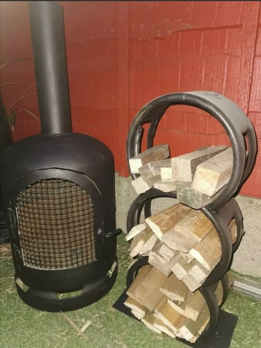Gas bottle wood burner - bottle, burner/log